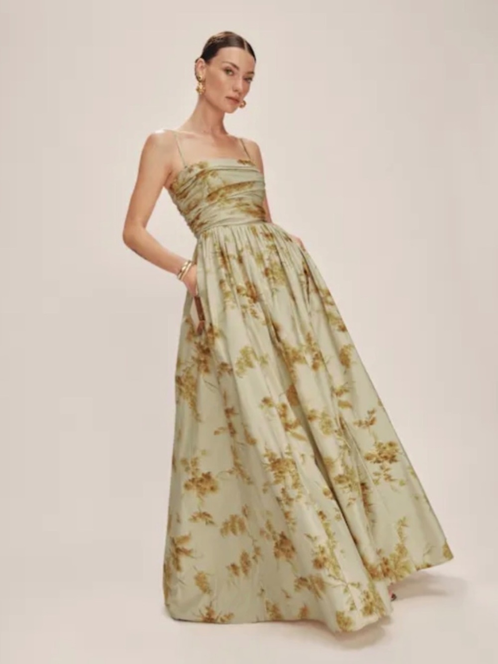 Reformation Kastoria Dress Gold - Size 4